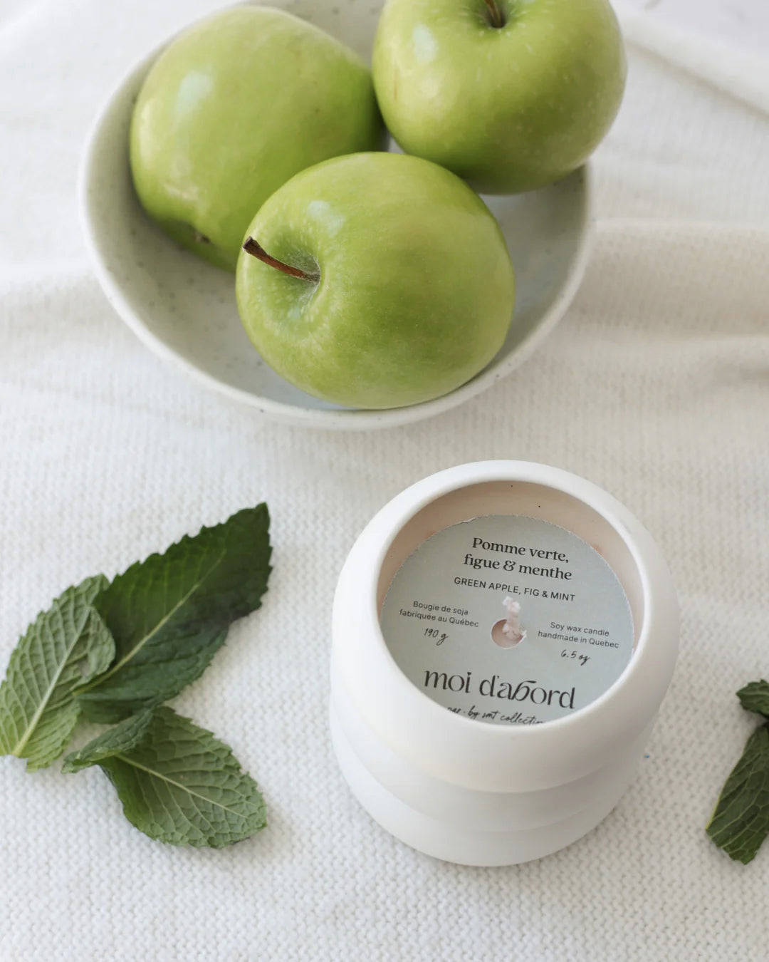 Bougie de soja Bubble - Pomme verte, figue & menthe - Moi D'abord - 190g